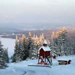 norwegische Winterlandschaft mit eingeschneiten Bäumen