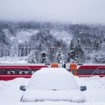 Norwegischer Zug im Schnee